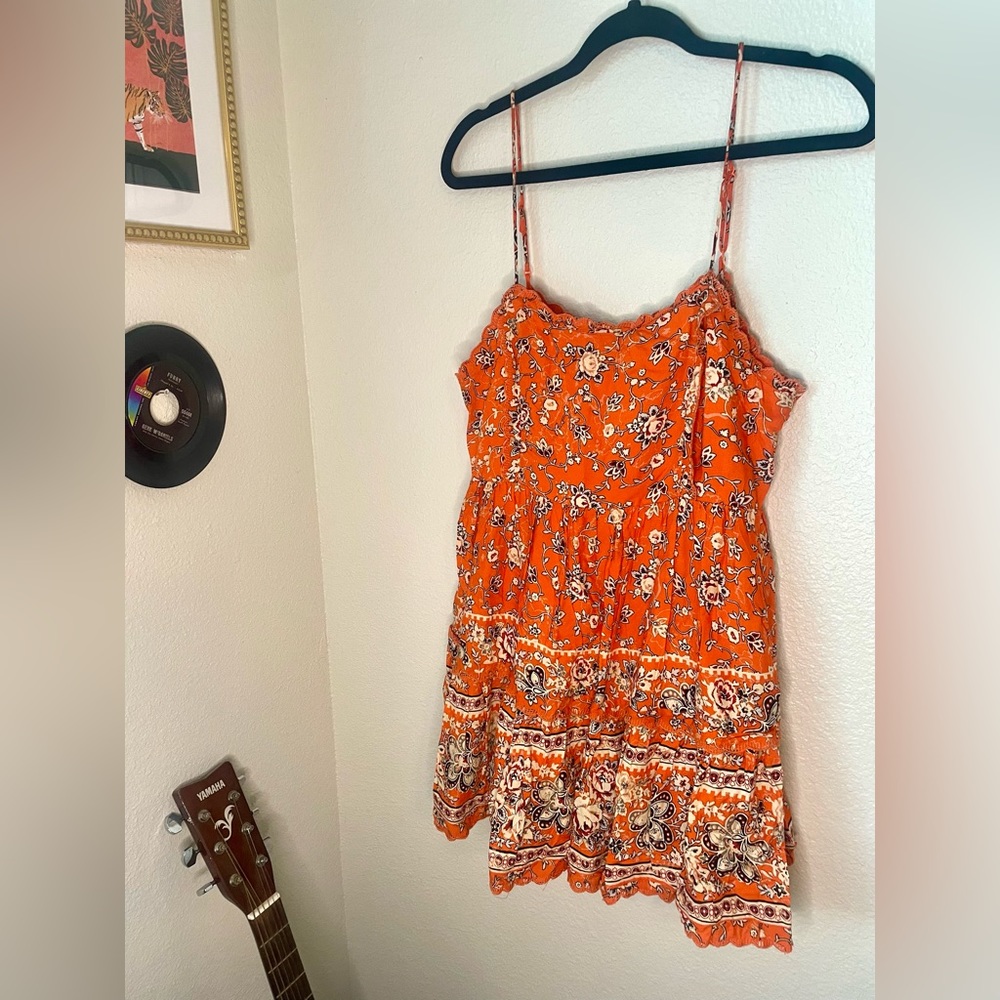 Urban Outfitters boho sundress - worn once - size M - orange and floral pattern